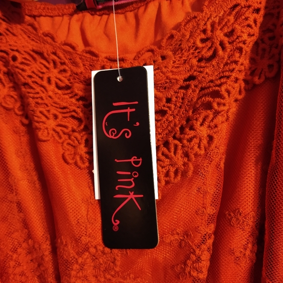 Large Rust Boho Lace Dress - Picture 5 of 15